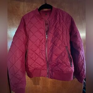 Women’s burgundy puffer jacket